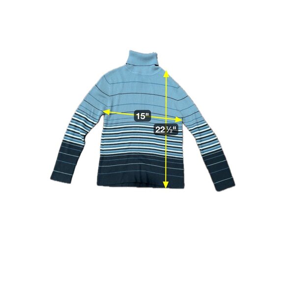 Hampshire Studio Striped Ribbed Turtleneck Blue Navy Sweater Sz Large - Picture 7 of 10